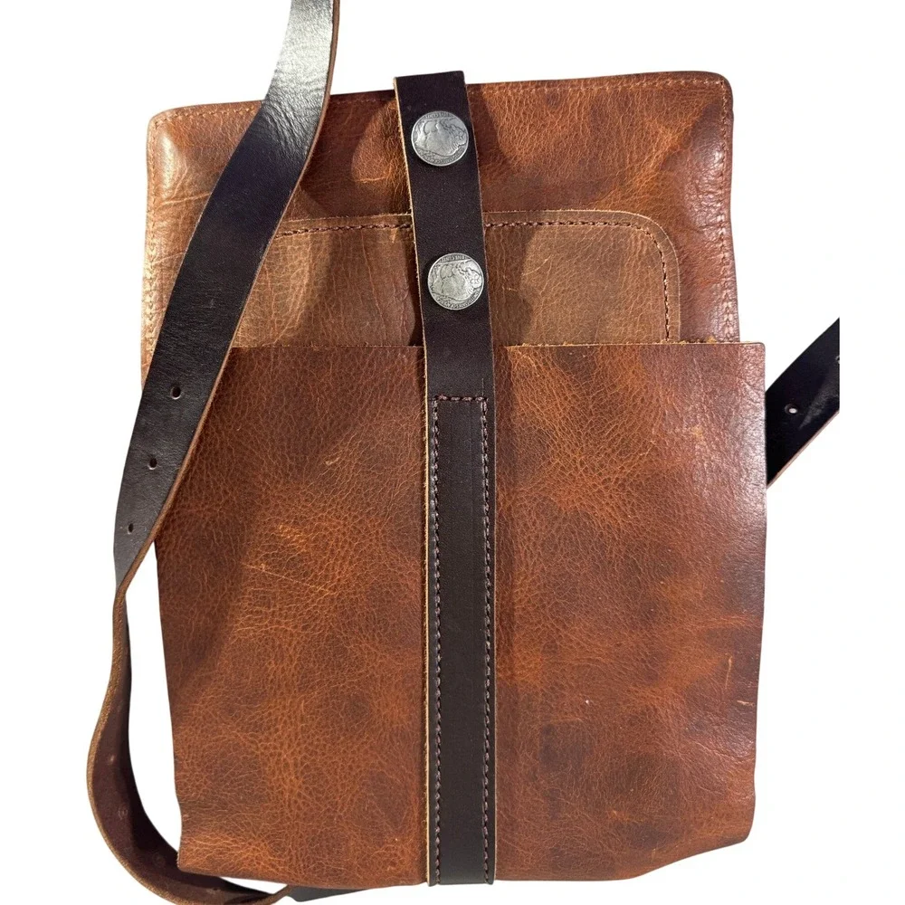 Stickman Leather Tahoma Mail Bag Brown Buffalo Nickel Crossbody PNW Handcrafted